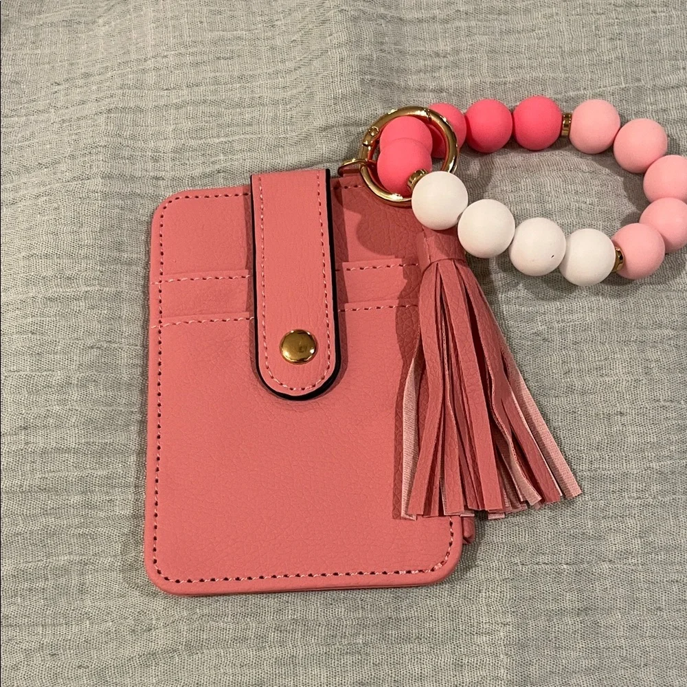 Card Holder with Tassel and Beaded Keychain - Picture 1 of 8